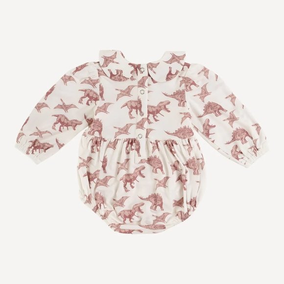 NWT Kate Quinn Pink Dinosaur Peter Pan Collar Bubble Romper Bamboo - Picture 3 of 3